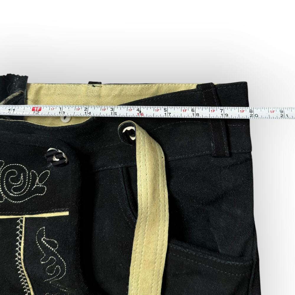 Men’s Black Leather Lederhosen Size XL 40 Waist German Bavarian Oktoberfest - Picture 10 of 11